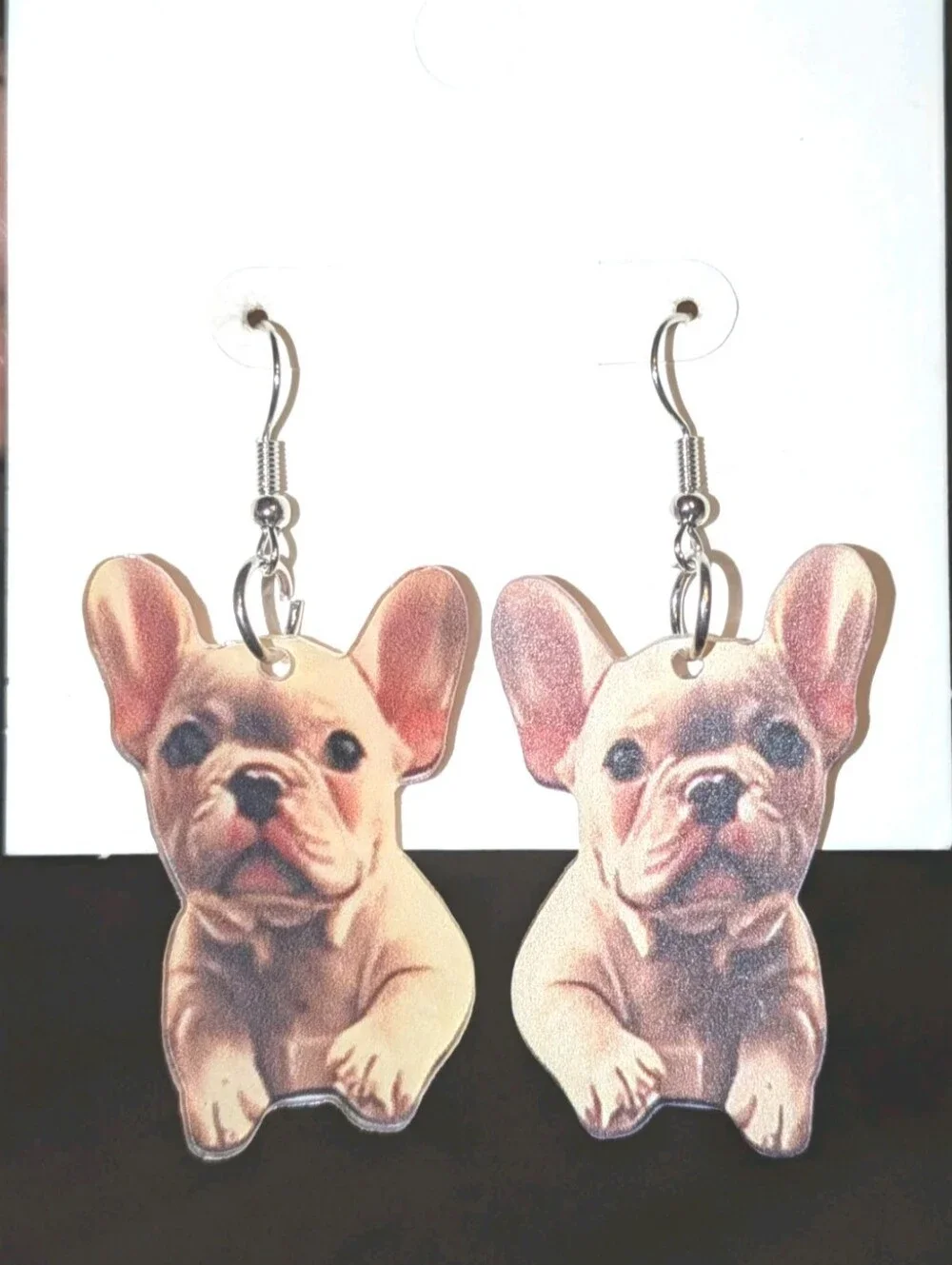Hand Crafted French Bulldog Puppy Dangle Earrings For Women and Girls